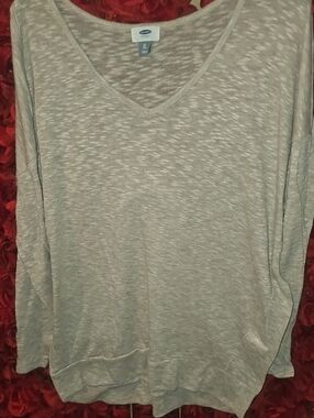 Old Navy Beige Heather V-Neck Lightweight Long Sweater Size Xlarge